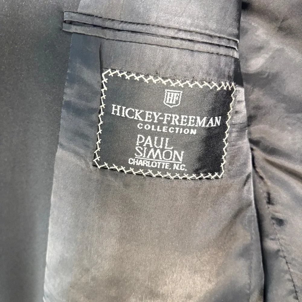 Hickey Freeman Paul Simon Collection 40 Long Black Wool Canterbury Tuxedo Jacket